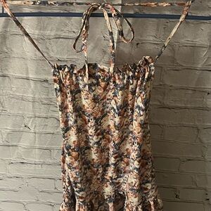 Blue Sequin Tie Front Halter Sundress